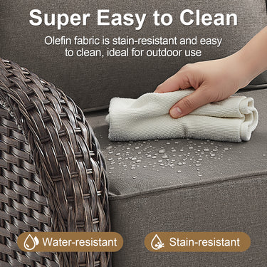 Luxury 10-Piece Patio Set – Sofa & Swivel Chairs with Ottomans, Hand-Woven All-Weather Wicker for Backyard Hosting, ND Series - Belord