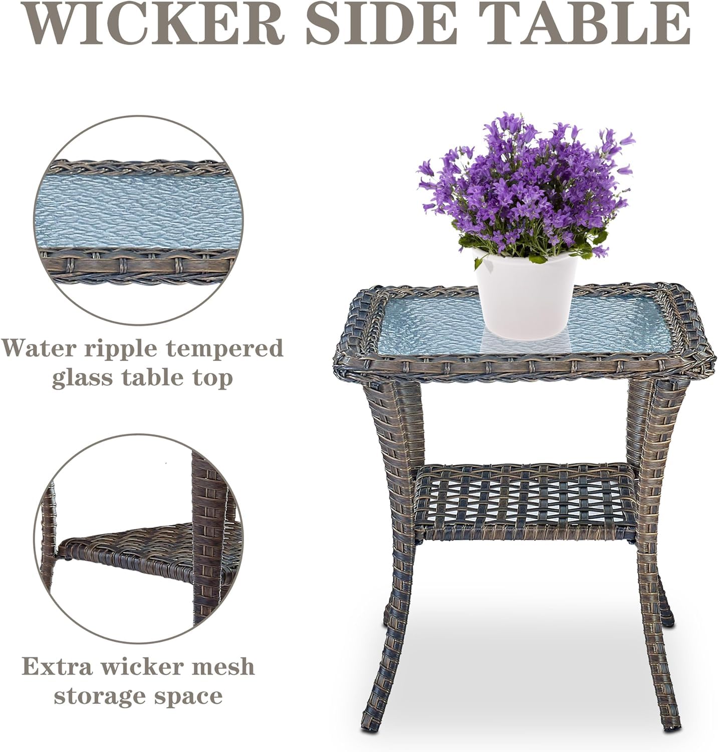 Wicker Rocking Chairs Set with Side Table, NDS Series
