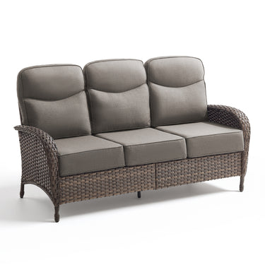 Premium 1-Piece Patio Sofa with Upgraded 6" Cushions – All-Weather Hand-Woven Wicker, High-Back Comfort for Garden & Front Porch, ND Series - Belord