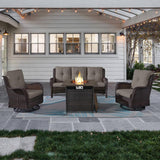 Fire Pit Table Set with Swivel Glider Chairs and Sofa, NTC Series - Belord