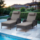 2-PC Outdoor Poolside 5-Position Adjustable Chaise Longue, NTC Series - Belord