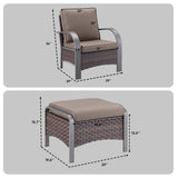 Patio Conversation Set 4-Piece with 2 Patio Chairs, 2 Ottoman, HW Series - Belord