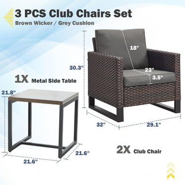Patio Chairs Set with Side Table, GRS Series - Belord