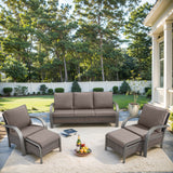 Patio Conversation Set 5-Piece with 1 Sofa, 2 Patio Chairs, 2 Ottoman, HW Series - Belord