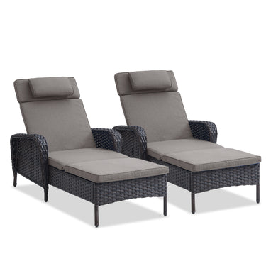 2-PC Outdoor Poolside 5-Position Adjustable Chaise Longue, NTC Series - Belord