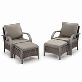 Patio Conversation Set 4-Piece with 2 Patio Chairs, 2 Ottoman, HW Series - Belord