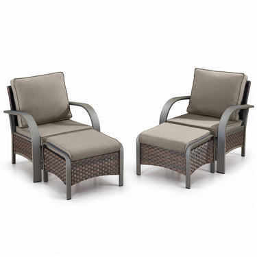 Patio Conversation Set 4-Piece with 2 Patio Chairs, 2 Ottoman, HW Series - Belord