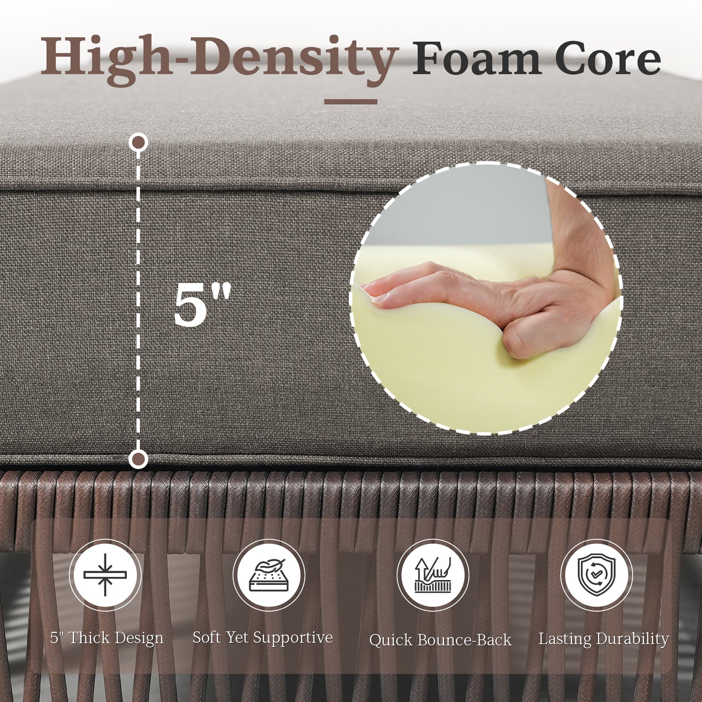 Solo Relaxation Set: 1 Adjustable 76.8" Chaise Lounge with 5-Inch Cushions & Side Table, NTC Series