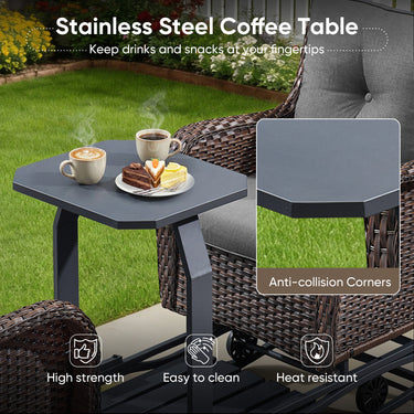Belord 2-Person Outdoor Wicker Glider Loveseat with Integrated Side Table & Cushioned Seats, NTC Series - Belord