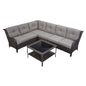 7-Piece L-Shaped Patio Sectional Sofa Set + Wicker Coffee Table, NTC Series