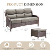 3-Piece All-Weather Wicker Sectional Sofa – 6" Ultra-Thick Cushions & Ottomans, NT Series - Belord