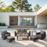 Patio Conversation Set 7-Piece with Sofa, Swivel Glider Chairs, Coffee Table, Side Table, and Ottoman, GRS Series - Belord