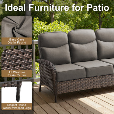 Luxury 10-Piece Patio Set – Sofa & Swivel Chairs with Ottomans, Hand-Woven All-Weather Wicker for Backyard Hosting, ND Series - Belord