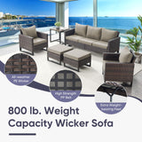 Patio Conversation Set 5-Piece with Sofa, Swivel Glider Chairs, and Ottoman, GRS Series - Belord
