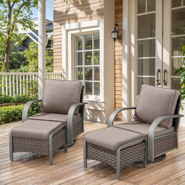 Patio Conversation Set 4-Piece with 2 Swivel Glider Chairs, 2 Ottoman, HW Series - Belord