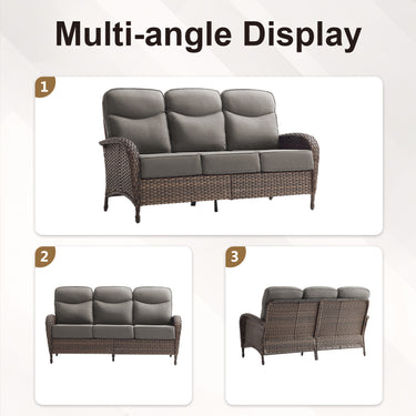 Luxury 10-Piece Patio Set – Sofa & Swivel Chairs with Ottomans, Hand-Woven All-Weather Wicker for Backyard Hosting, ND Series - Belord