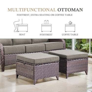 3-Piece All-Weather Wicker Sectional Sofa – 6" Ultra-Thick Cushions & Ottomans, NT Series - Belord