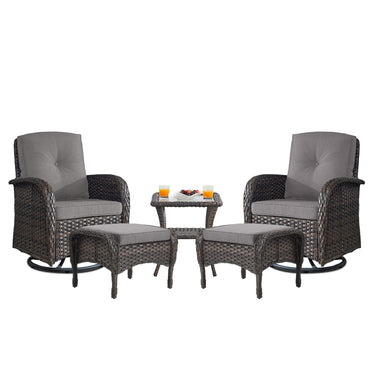Swivel Glider Chairs Set with Side Table and Ottoman, NDS Series - Belord