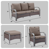 Patio Conversation Set 5-Piece with 1 Sofa, 2 Patio Chairs, 2 Ottoman, HW Series - Belord