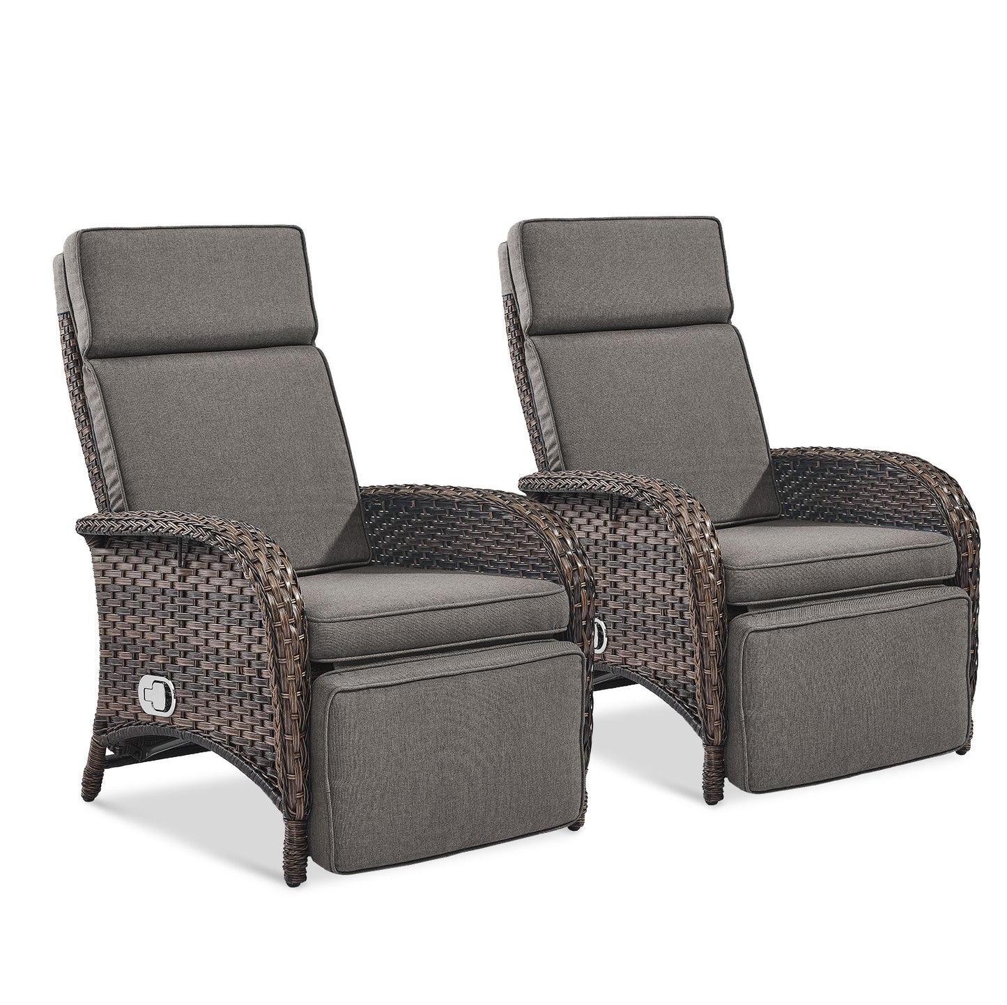 108°→155° Adjustable Chaise Lounge Set (2-Piece) - All-Weather PE Wicker & Steel Frame Reclining Outdoor Daybed | NDS Series