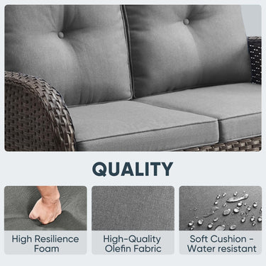 Outdoor Wicker Glider Loveseat, NDS Series - Belord
