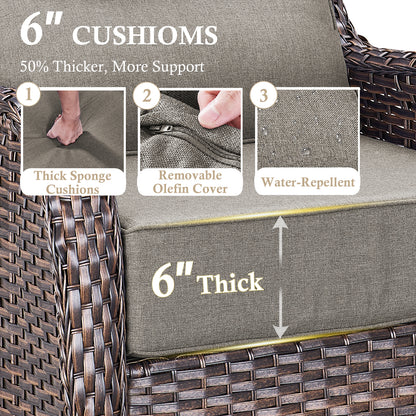 Premium Outdoor 8PCS Sofa Set with Coffee Table for Garden & Deck – 6" Cushion Comfort, NT Series