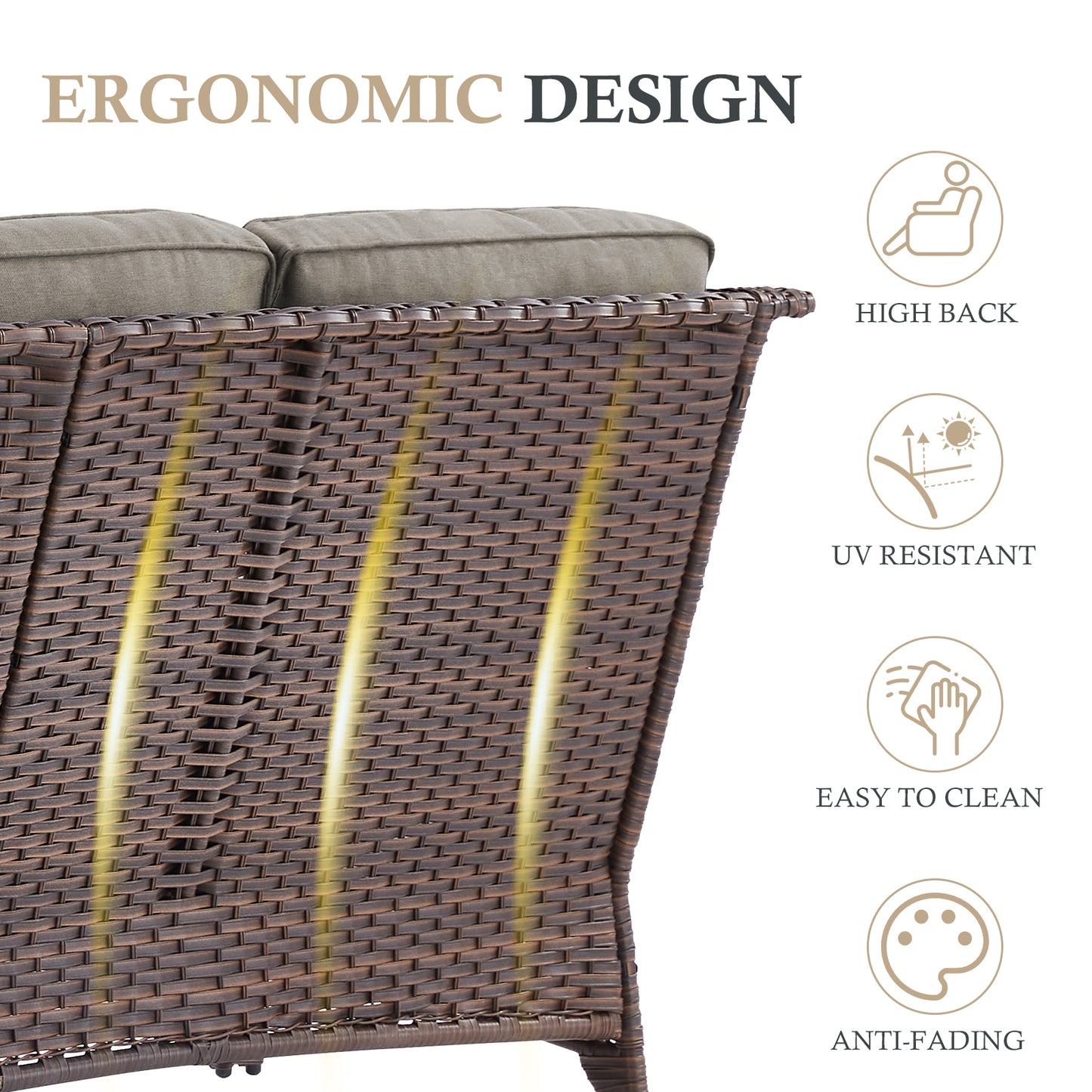 Premium 4PCS Patio Conversation Set for Backyard & Deck, Hand-Woven Rattan Sofa, Swivel Chairs & Coffee Table with 6" Cushions, NT Series