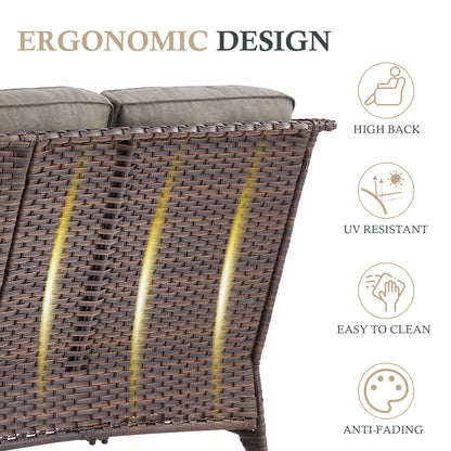 Premium 4PCS Patio Conversation Set for Backyard & Deck, Hand-Woven Rattan Sofa, Swivel Chairs & Coffee Table with 6" Cushions, NT Series