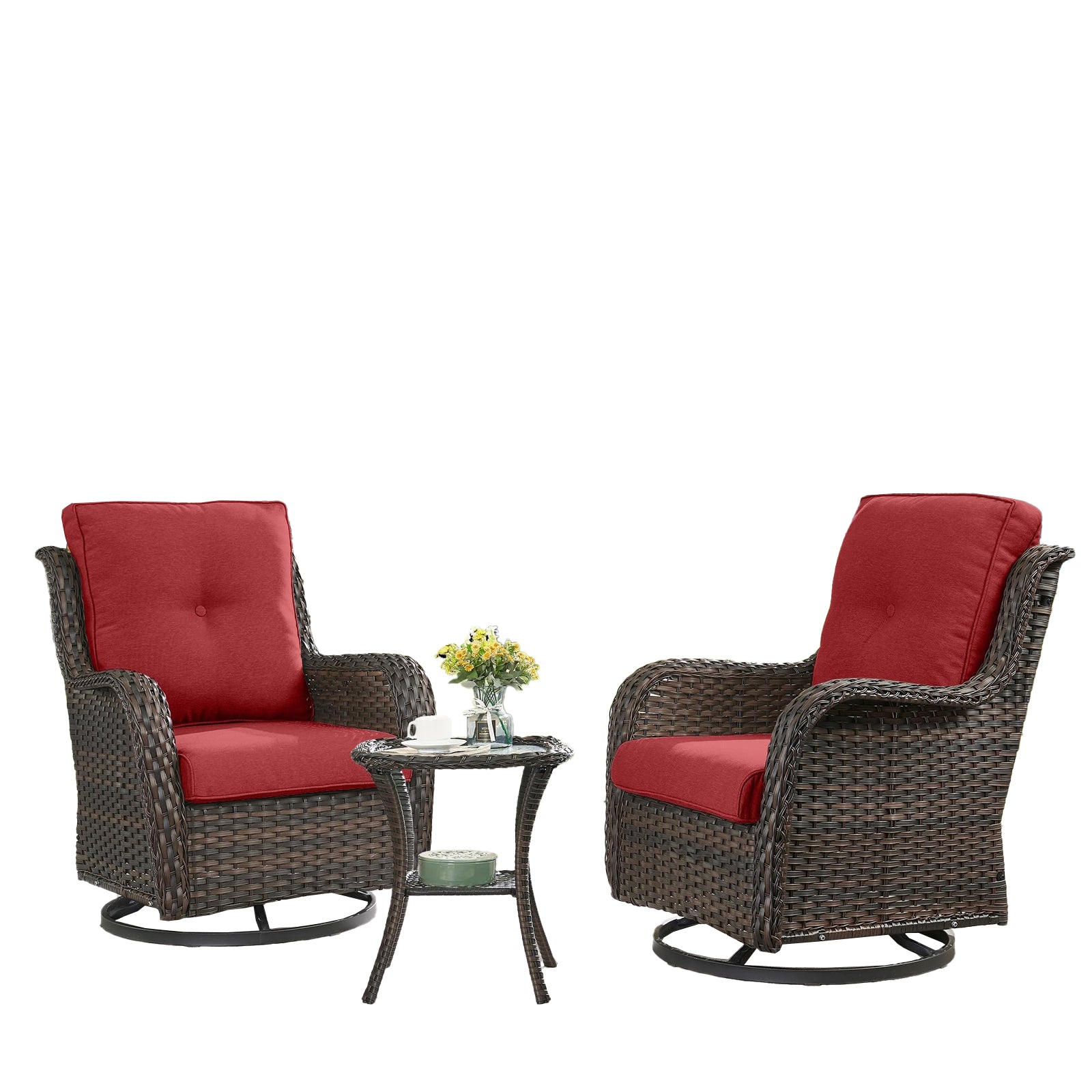Save 60% - Swivel Glider Chairs Set with Side Table, NTC Series - Belord