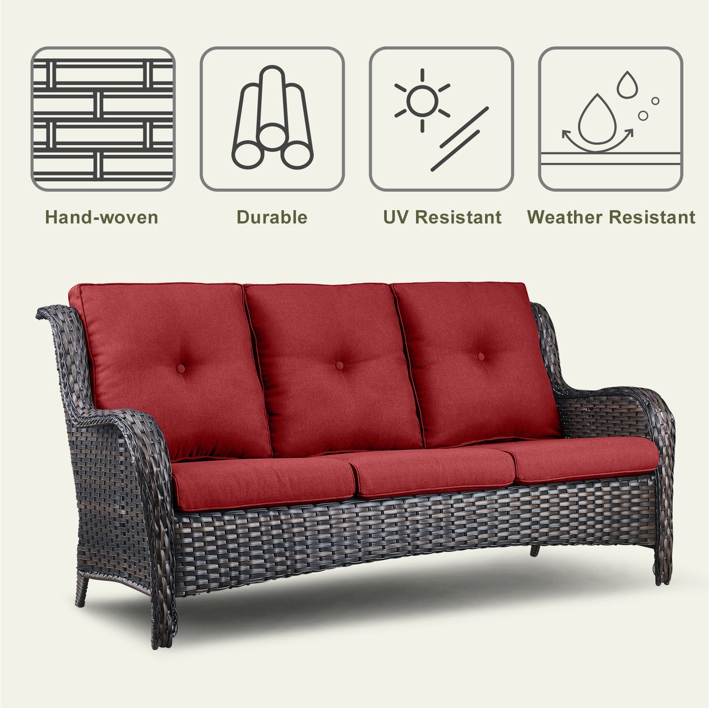 6-Piece Outdoor Rectangular Fire Pit Table Set with 33-Seat Sofa, Swivel Chairs & Footrests, NTC Series