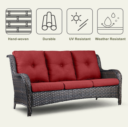 6-Piece Outdoor Rectangular Fire Pit Table Set with 33-Seat Sofa, Swivel Chairs & Footrests, NTC Series