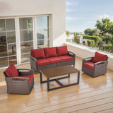 Luxury 4-Piece Patio Furniture Set with Swivel Chairs & Coffee Table - BBR Series - Belord