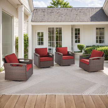 Luxury 4-Piece Patio Furniture Set with Swivel Rocking Chairs - Heavy Duty All-Weather PE Wicker, BBR Series - Belord