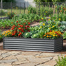 Dark gray galvanized raised garden bed by Belord, 8x4x2 ft metal planter with 479-gallon soil capacity for outdoor gardening.