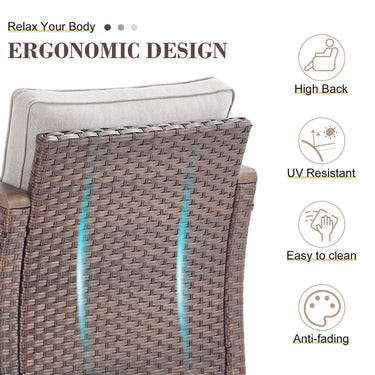 BBR Series 2-Piece Patio Chairs - PE Wicker with Thick Cushions & Metal Frame - Belord