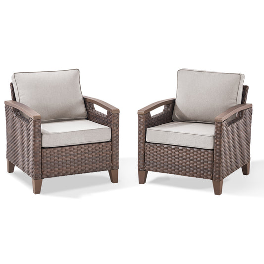 BBR Series 2-Piece Patio Chairs - PE Wicker with Thick Cushions & Metal Frame