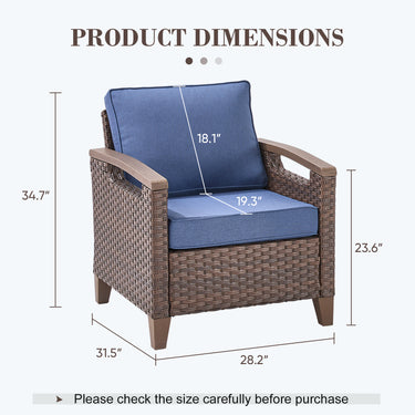 BBR Series 2-Piece Patio Chairs - PE Wicker with Thick Cushions & Metal Frame - Belord