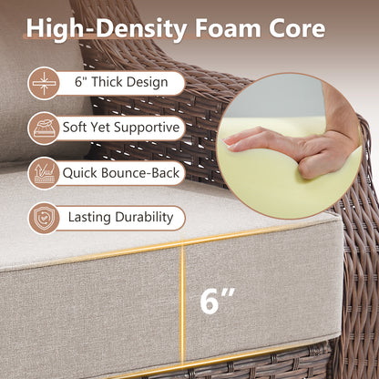 7-Piece Premium Patio Furniture Set with Fire Pit, 3-Seat Sofa, Swivel Chairs & Ottomans, All-Weather Wicker for Backyard & Deck