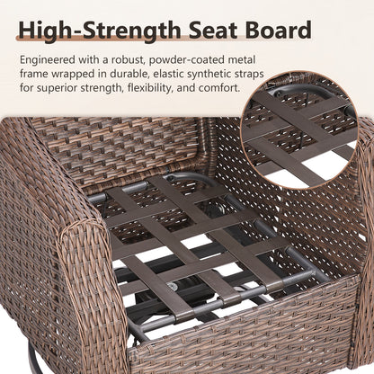 7-Piece Premium Patio Furniture Set with Fire Pit, 3-Seat Sofa, Swivel Chairs & Ottomans, All-Weather Wicker for Backyard & Deck