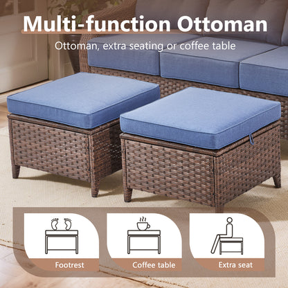 7-Piece Premium Patio Furniture Set with Fire Pit, 3-Seat Sofa, Swivel Chairs & Ottomans, All-Weather Wicker for Backyard & Deck