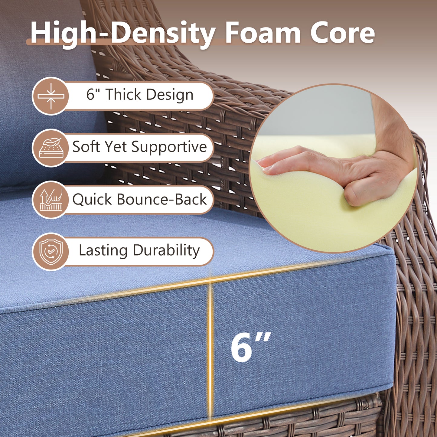 7-Piece Premium Patio Furniture Set with Fire Pit, 3-Seat Sofa, Swivel Chairs & Ottomans, All-Weather Wicker for Backyard & Deck