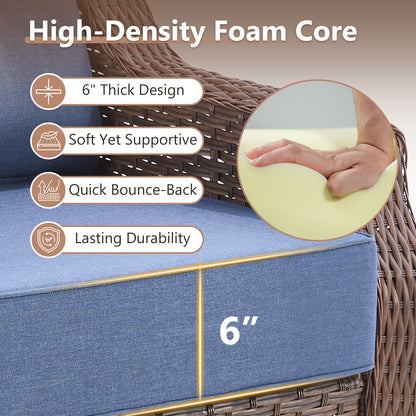 7-Piece Premium Patio Furniture Set with Fire Pit, 3-Seat Sofa, Swivel Chairs & Ottomans, All-Weather Wicker for Backyard & Deck