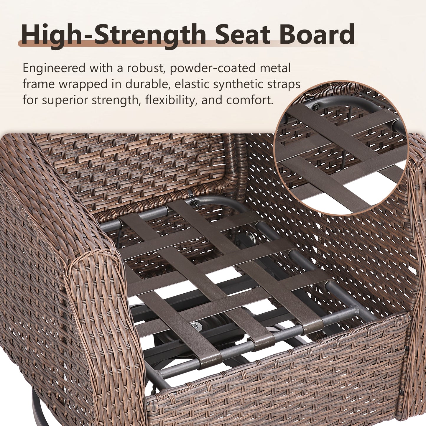 7-Piece Premium Patio Furniture Set with Fire Pit, 3-Seat Sofa, Swivel Chairs & Ottomans, All-Weather Wicker for Backyard & Deck