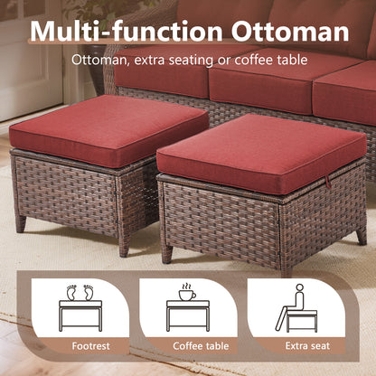 7-Piece Premium Patio Furniture Set with Fire Pit, 3-Seat Sofa, Swivel Chairs & Ottomans, All-Weather Wicker for Backyard & Deck