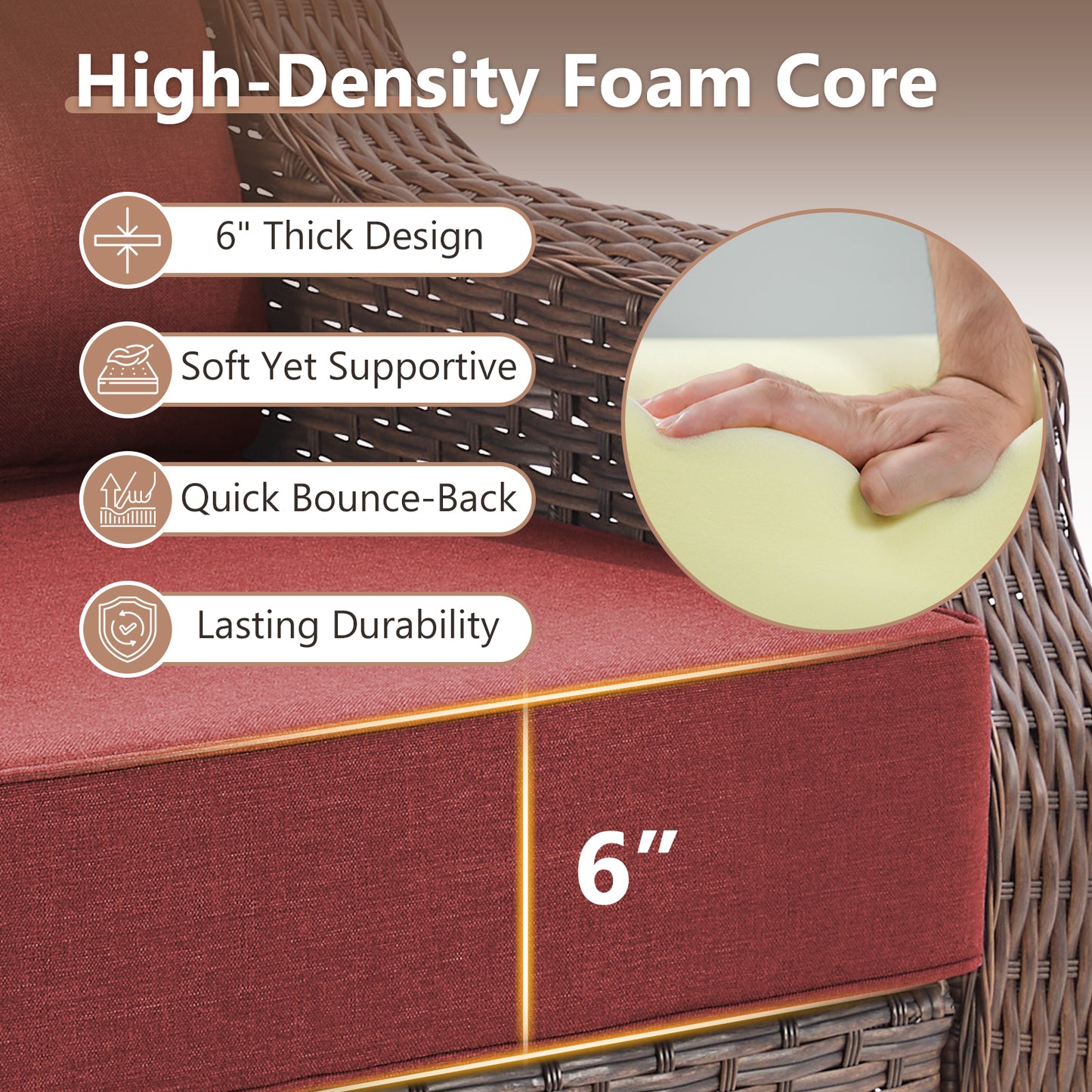 7-Piece Premium Patio Furniture Set with Fire Pit, 3-Seat Sofa, Swivel Chairs & Ottomans, All-Weather Wicker for Backyard & Deck