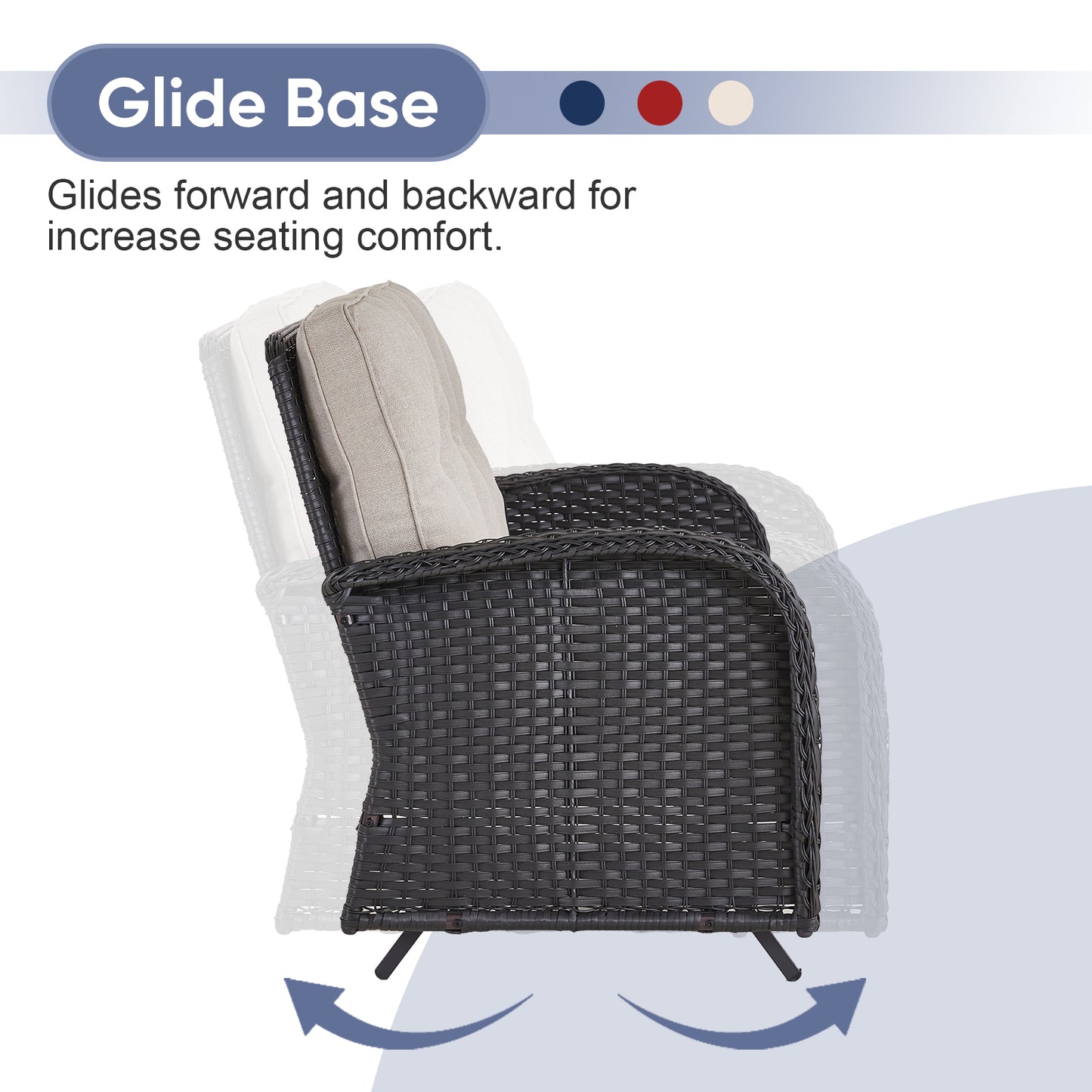 Outdoor Cozy Retreat: 8PC Set with Glider Loveseat, Swivel & Rocking Chairs, Side Tables, Split Fire Pit, NDS Series