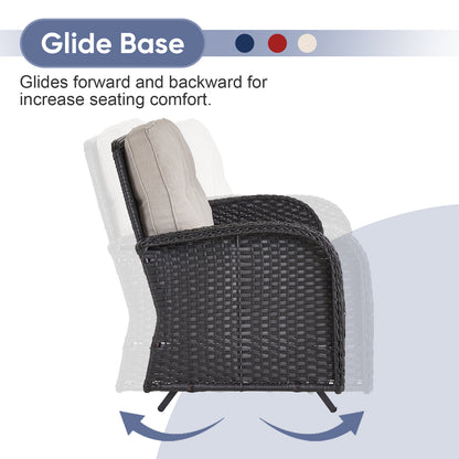 Outdoor Cozy Retreat: 8PC Set with Glider Loveseat, Swivel & Rocking Chairs, Side Tables, Split Fire Pit, NDS Series