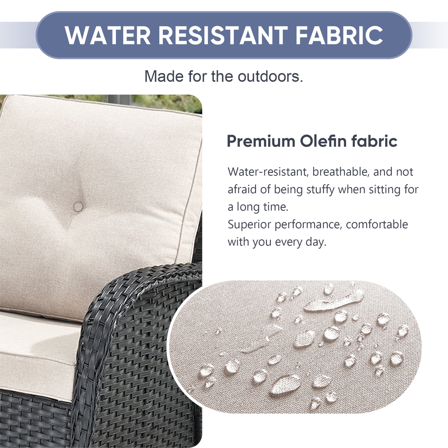 Outdoor Cozy Retreat: 8PC Set with Glider Loveseat, Swivel & Rocking Chairs, Side Tables, Split Fire Pit, NDS Series