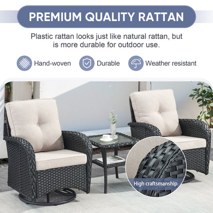 Outdoor Cozy Retreat: 8PC Set with Glider Loveseat, Swivel & Rocking Chairs, Side Tables, Split Fire Pit, NDS Series