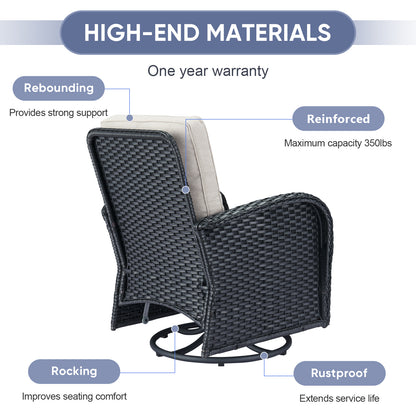 Outdoor Cozy Retreat: 8PC Set with Glider Loveseat, Swivel & Rocking Chairs, Side Tables, Split Fire Pit, NDS Series